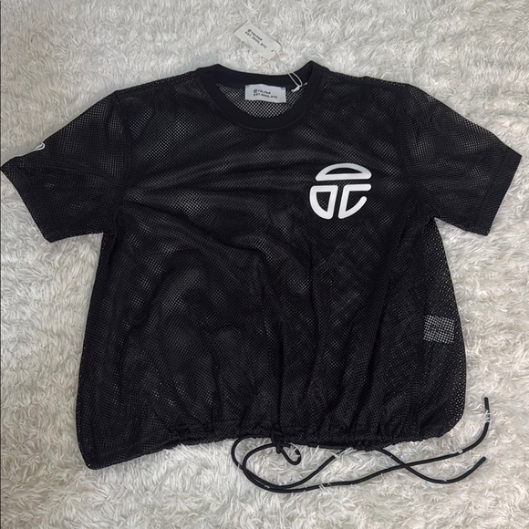 Telfar Black Mesh Top with Logo - New with Tags & Sleeve - Picture 1 of 4